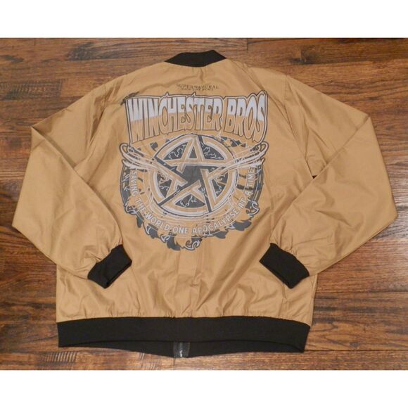 Culturefly Supernatural Winchester Bros Brown Gold Zip Jacket Men's Size Large - Picture 2 of 2